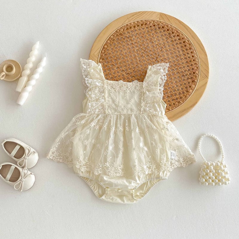 Bebe Organic 花柄ロンパース 予約商品>BABY 花柄レースロンパース | SQUSQU