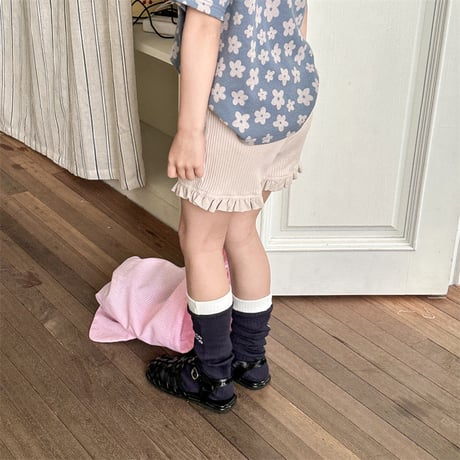 <予約商品/80㎝-130㎝>GIRLSフリルリブショートパンツ