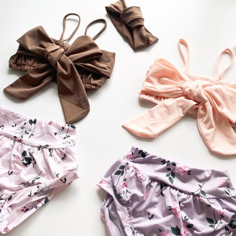 <即納/残り110sizeのみ>flower swim suit setup