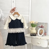 <予約商品/73㎝-120㎝/3点セット>花柄セットアップ+丸襟トップス