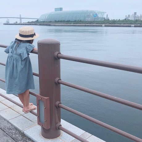 <即納/80㎝/120sizeのみ>くすみブルーワンピース