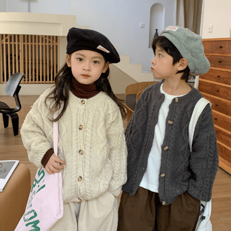 <予約商品/80㎝－130㎝> ニットカーディガン