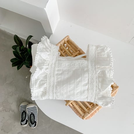 <即納/120sizeのみ>フリル長袖ブラウス