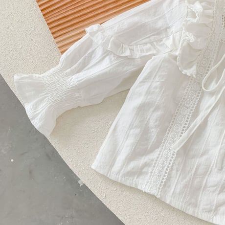 <即納/120sizeのみ>フリル長袖ブラウス