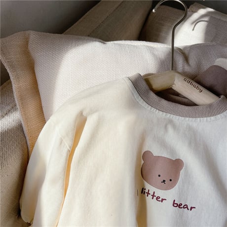 <即納/90cm~120cm>BEARくすみロンT