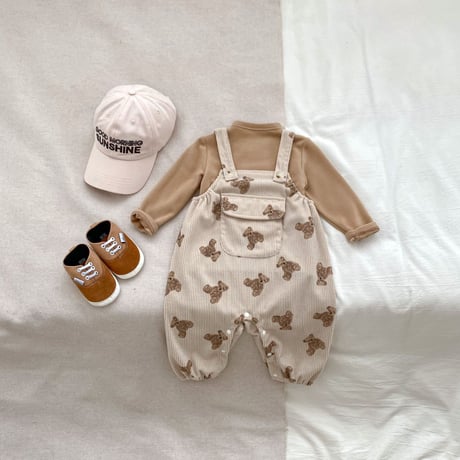 <予約商品/66㎝-100㎝>BABYくまさんコーデュロイサロペット