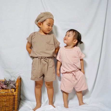 <即納/110㎝/120㎝のみ>くすみカラーセットアップ+キャミソール