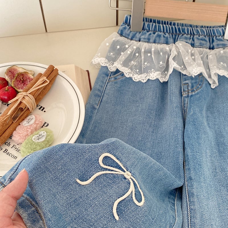 予約商品>KIDS レース付きデニムパンツ | SQUSQU