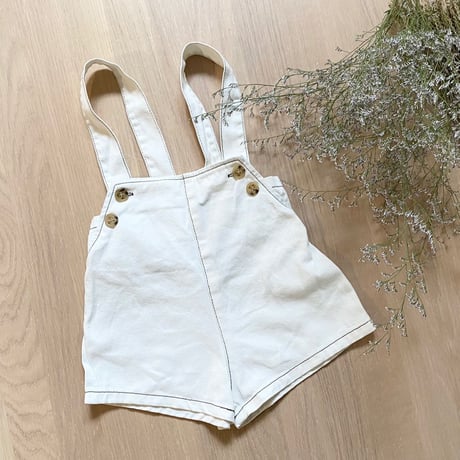 <即納/残りわずか>デニムサロペットショートパンツ