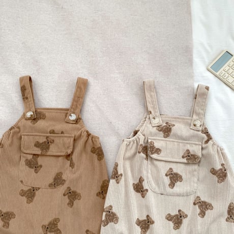 <予約商品/66㎝-100㎝>BABYくまさんコーデュロイサロペット