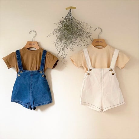 <即納/残りわずか>デニムサロペットショートパンツ