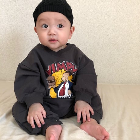<即納/66size/90sizeのみ>アメコミ風ロンパース