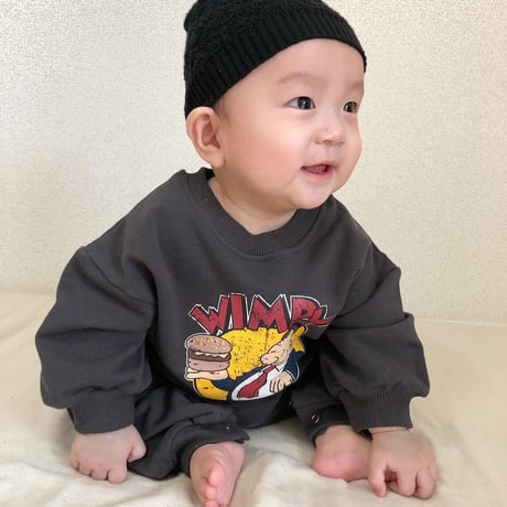 <即納/66size/90sizeのみ>アメコミ風ロンパース