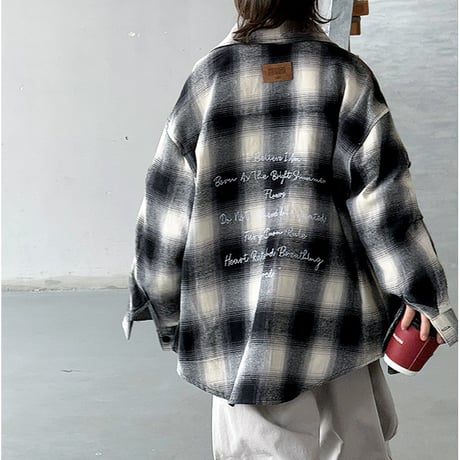 <予約商品/120size～160size>チェックロゴ長袖シャツ