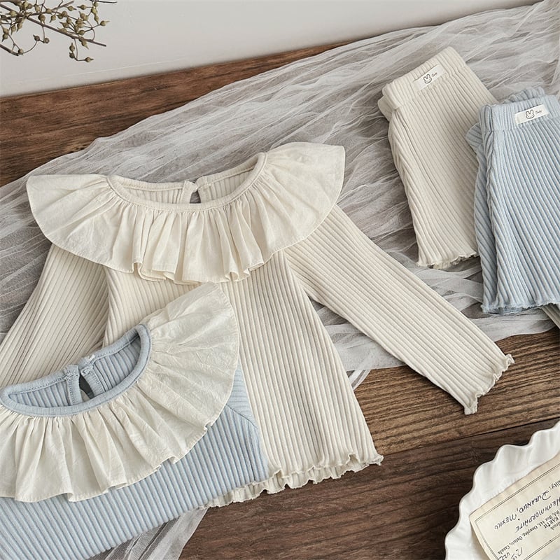 予約商品/73㎝-110㎝>BABY ＆KIDS リブフリルセットアップ | SQUSQU