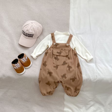 <予約商品/66㎝-100㎝>BABYくまさんコーデュロイサロペット