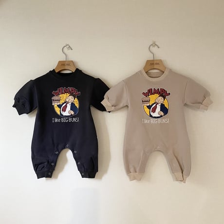 <即納/66size/90sizeのみ>アメコミ風ロンパース