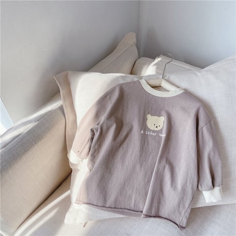 <即納/90cm~120cm>BEARくすみロンT