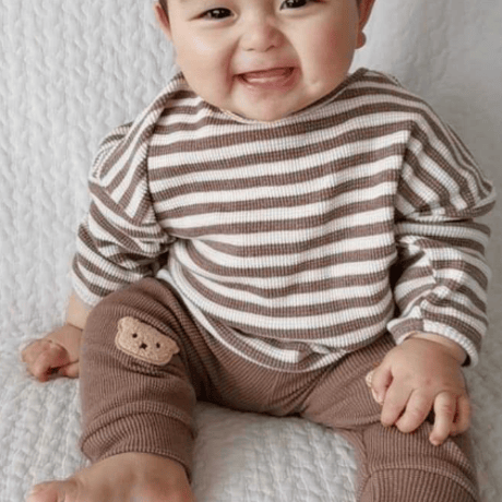 <即納/BABY>くまさんボーダーセットアップ
