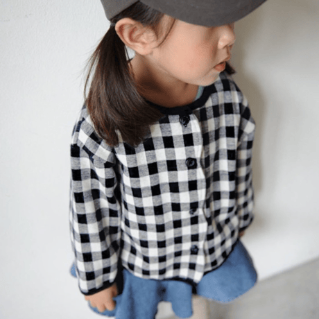 <即納/110sizeのみ>gingham cardigan