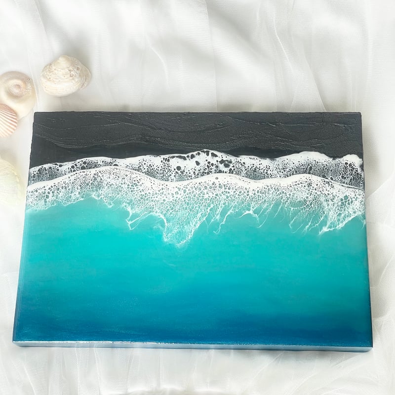 Black sand beach 海アート レジンアート | FLUID