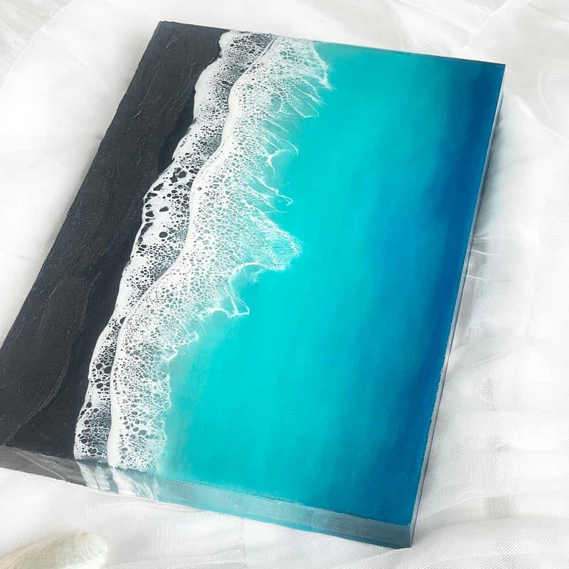 Black sand beach 海アート レジンアート | FLUID