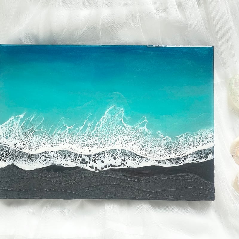 Black sand beach 海アート レジンアート | FLUID