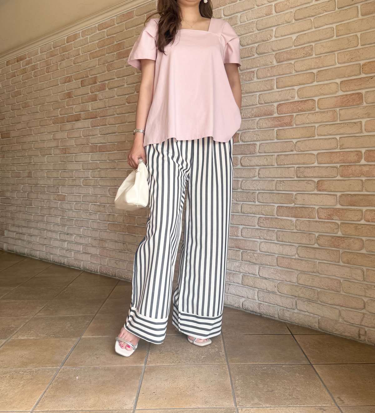 stripe wide relax pants | Chóu Chóu ma Cheri