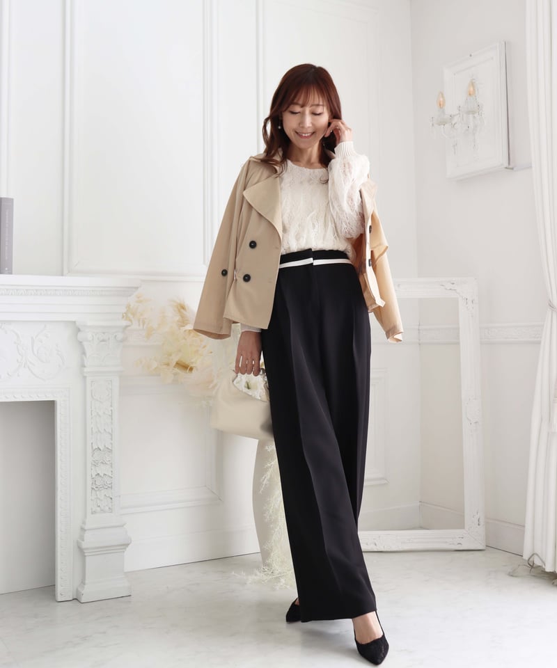 center press line waist wide pants | Chóu Chóu
