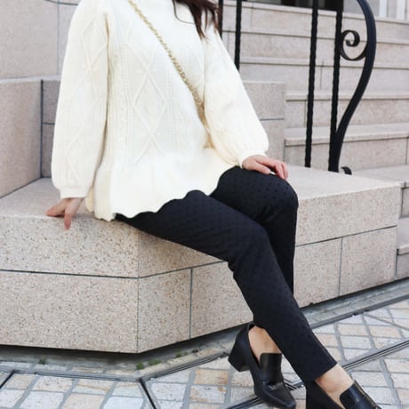 〈残りわずか〉scallop high neck knit tunic