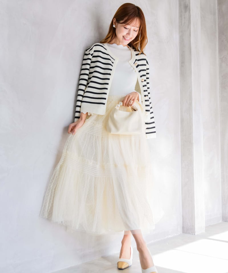 残りわずか〉【再入荷】dot tiered tulle skirt | Chóu Chóu