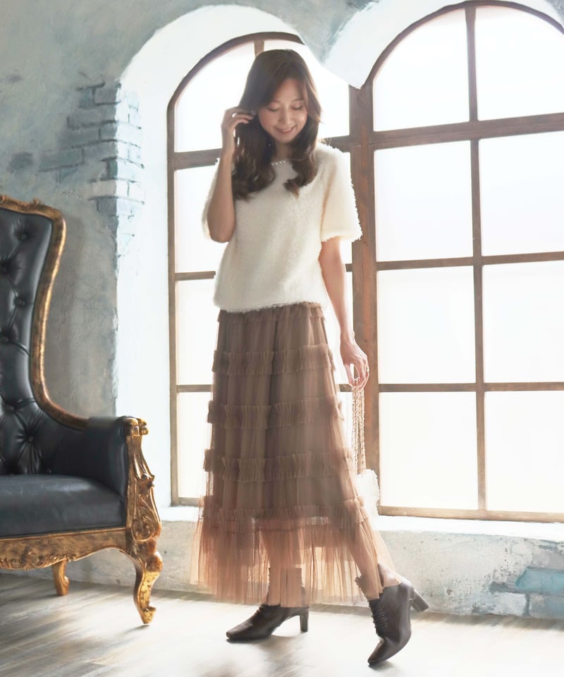 残りわずか〉【再入荷】tiered frill long flare skirt | Chó 残りわずか〉【再入荷】tiered frill long flare skirt | Chó
