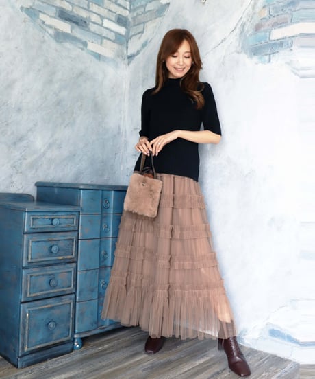 〈残りわずか〉【再入荷】tiered frill long flare skirt