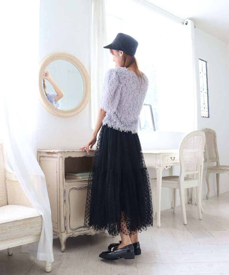 残りわずか〉【再再入荷】dot tiered tulle skirt | Chóu Chóu 