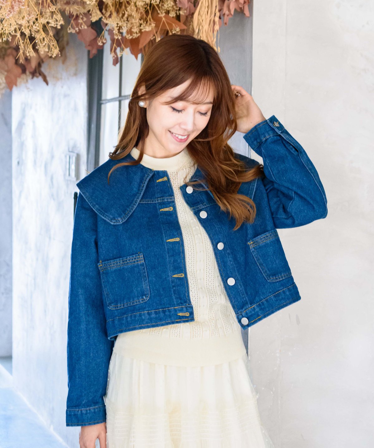 再入荷】sailor collar denim jacket | Chóu Chóu ma
