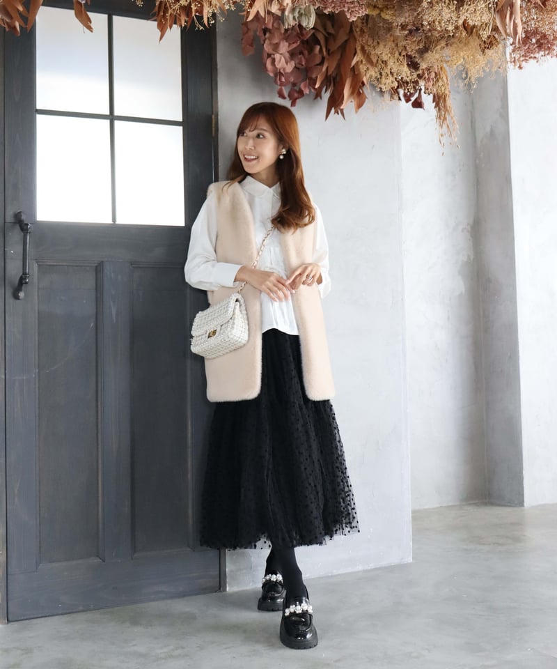 残りわずか〉【再再入荷】dot tiered tulle skirt | Chóu Chóu 