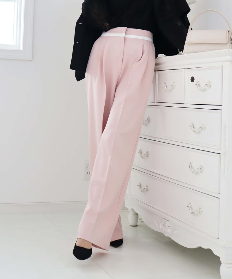 center press line waist wide pants | Chóu Chóu