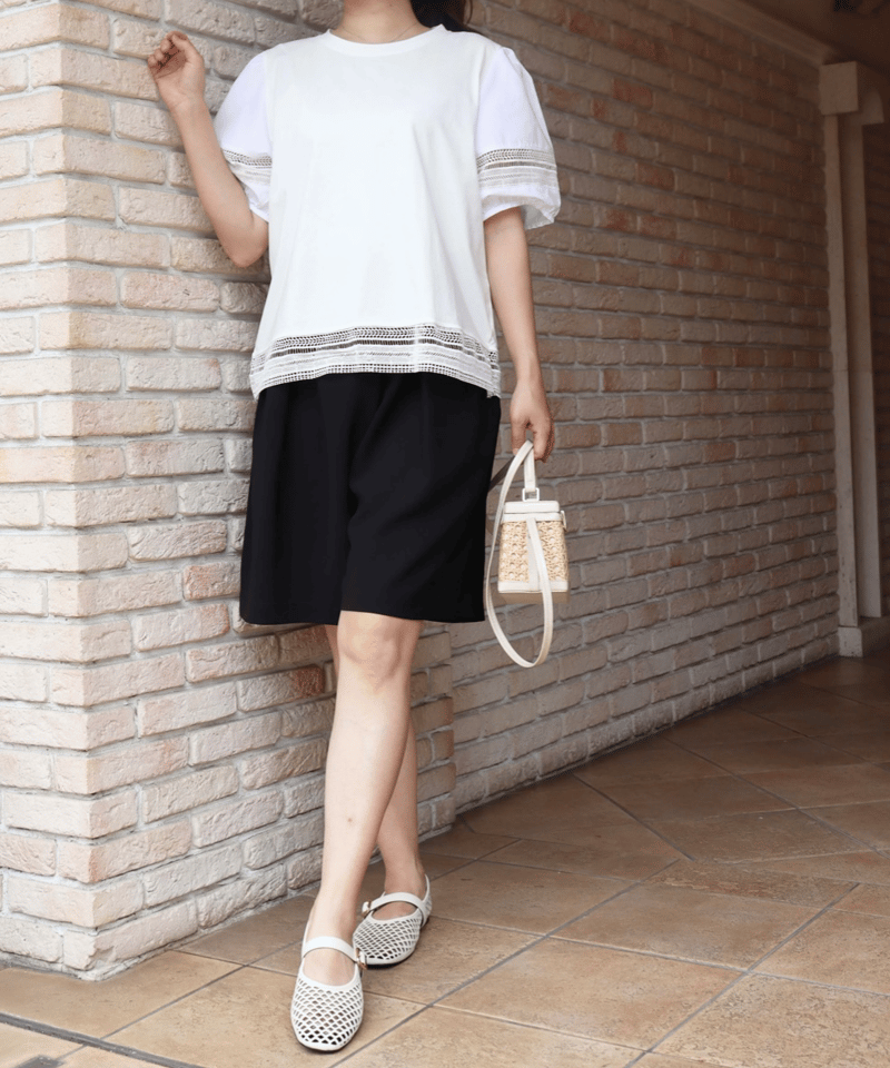 cotton lace design cut tops | Chóu Chóu ma Cheri