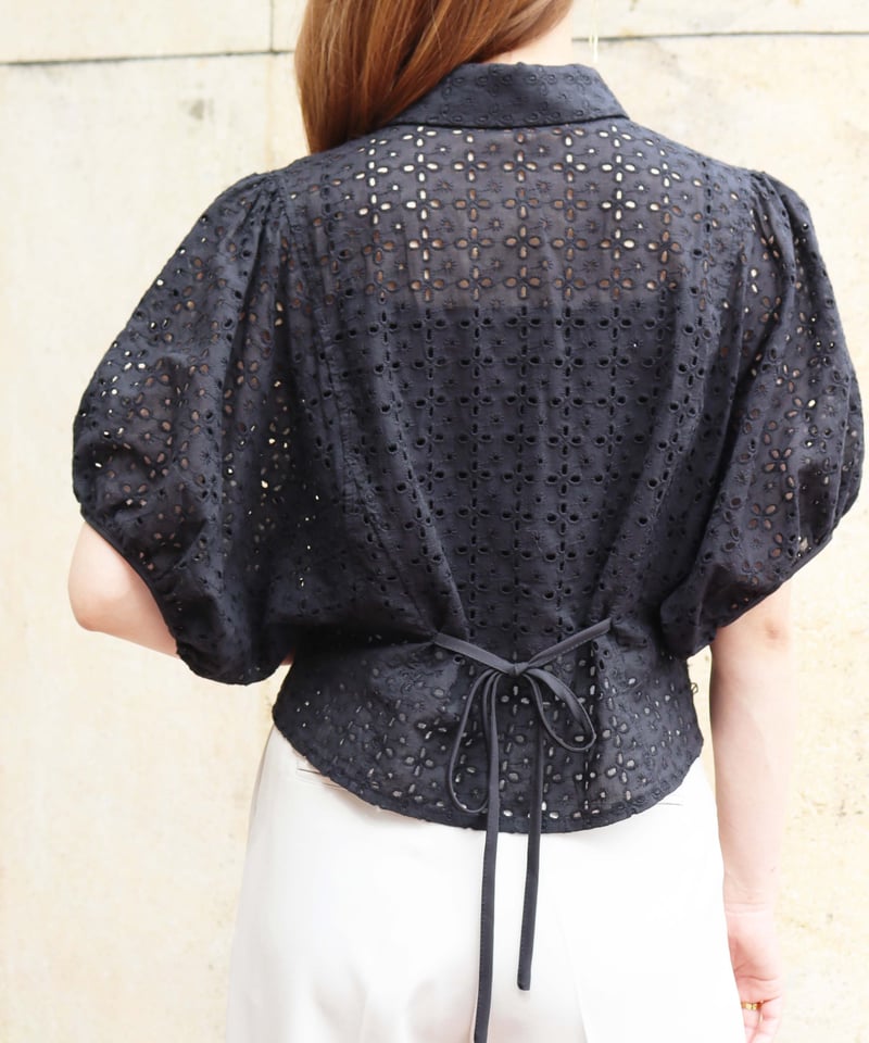 カシニョール 、【MAUVE BLOUSE WITH JABOTS】、日本未発売 Cotton Lurex Stripe Flower Print Blouse | Pasand by ne