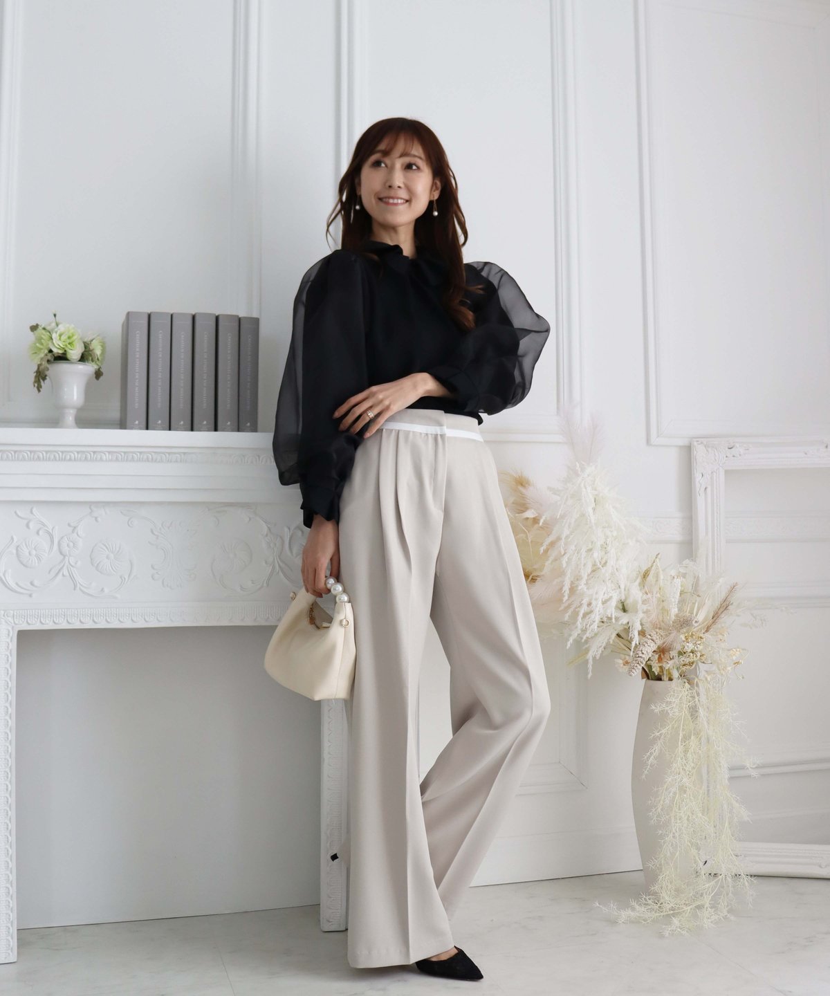 残りわずか〉organdy layered puff sleeve blouse | Chó