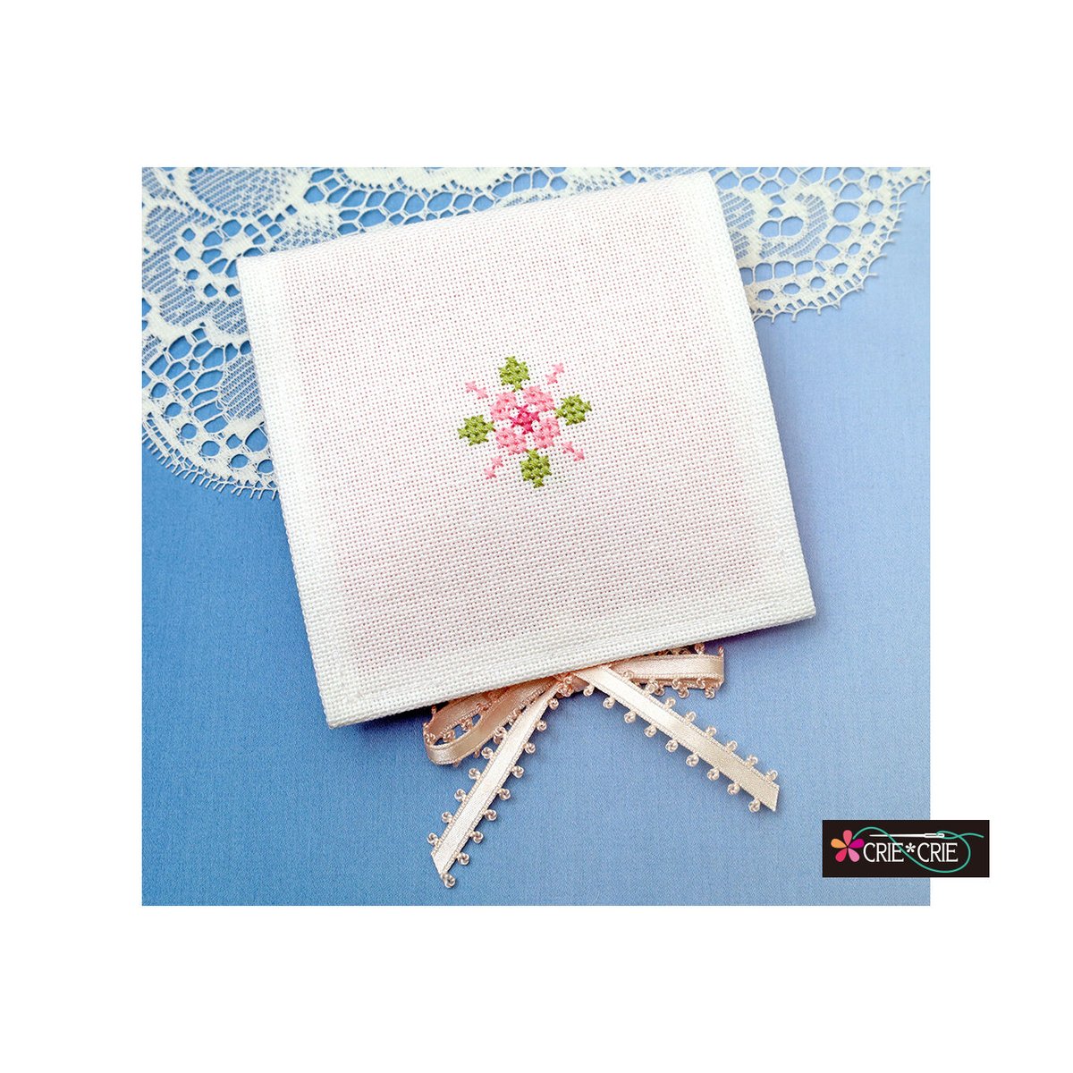 ♥クロスステッチキット ニードルブックFiori rosa〈ピンクの花