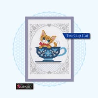 ♥クロスステッチキット♥Tea Cup Cat　ティーカップ・キャット　№796