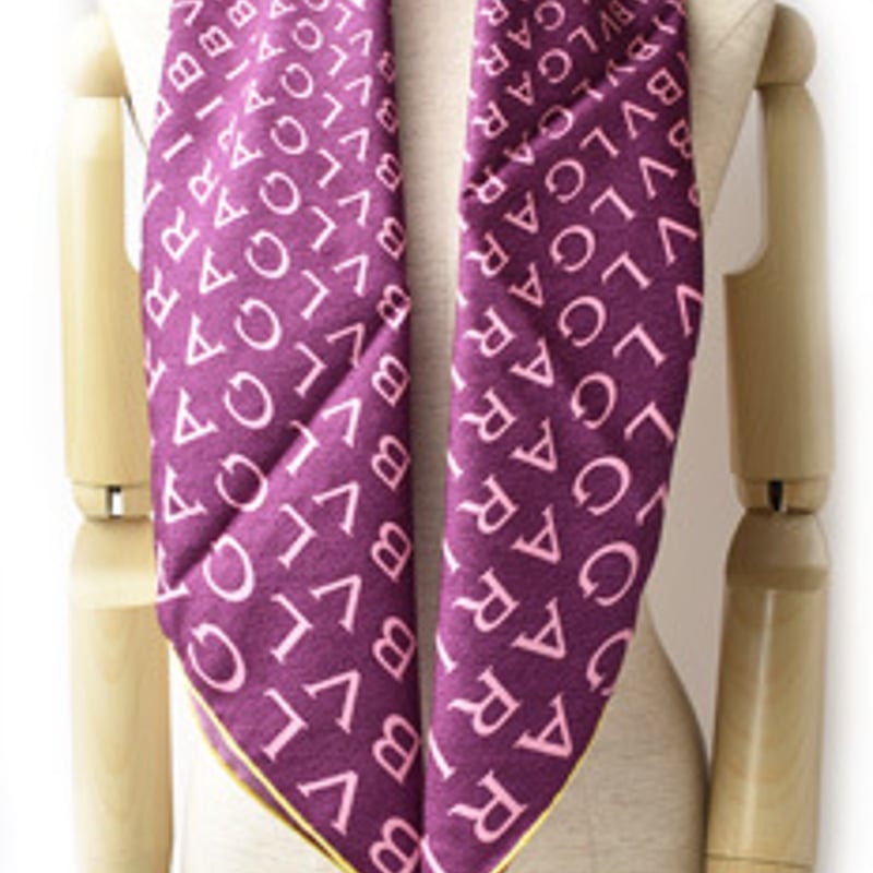 ブルガリ スカーフ BVLGARI スカーフ シルク ロゴ パープル/イエロー 