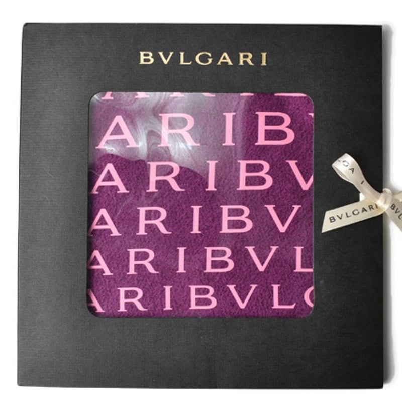 ブルガリ スカーフ BVLGARI スカーフ シルク ロゴ パープル/イエロー