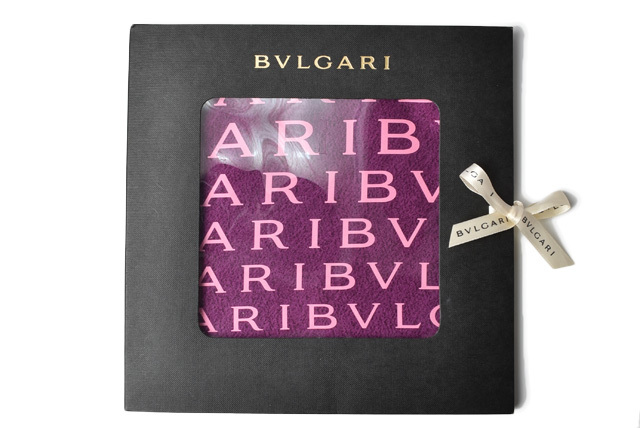 ブルガリ スカーフ BVLGARI スカーフ シルク ロゴ パープル/イエロー【中古】