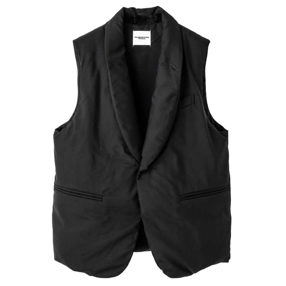 shawl collar down vest. / black | TAKAHIROMIYAS