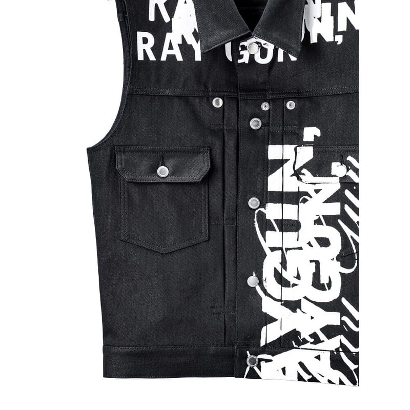 right - left sleeveless jean jacket. / black |