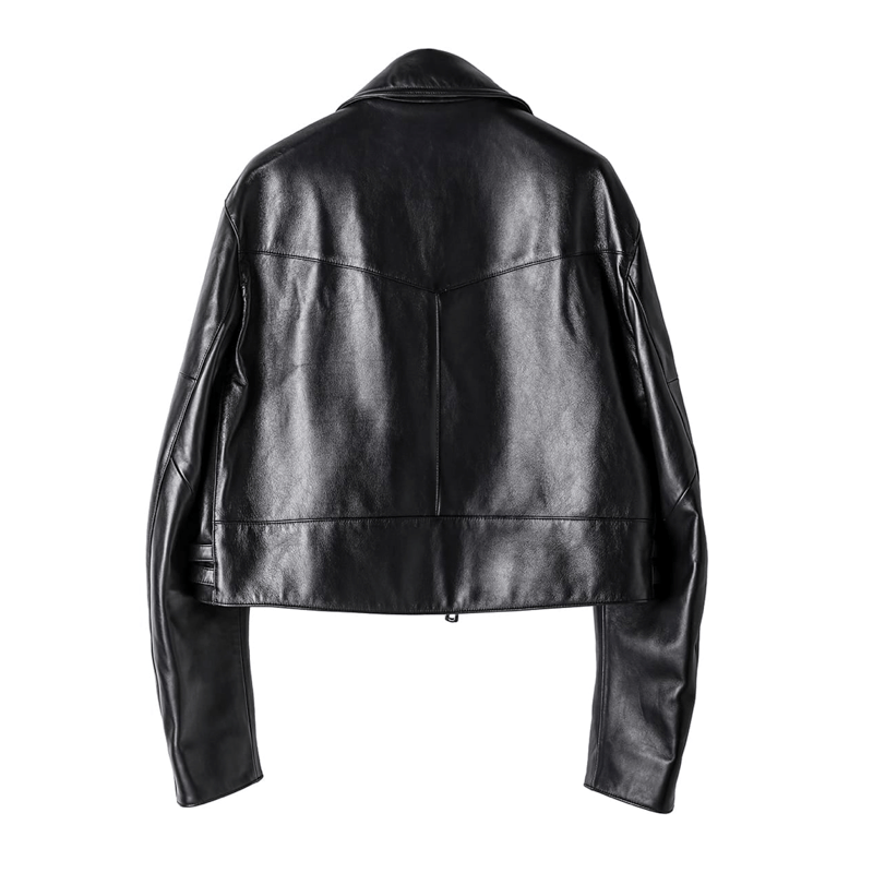 two-way cropped riders jacket. / black | TAKAHI