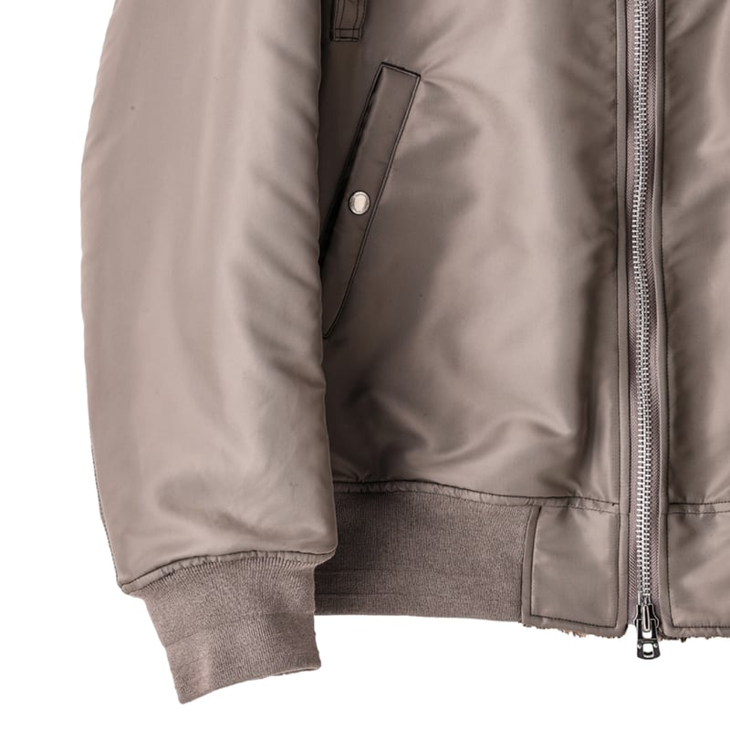 faux fur lining flight jacket. / beige x beige