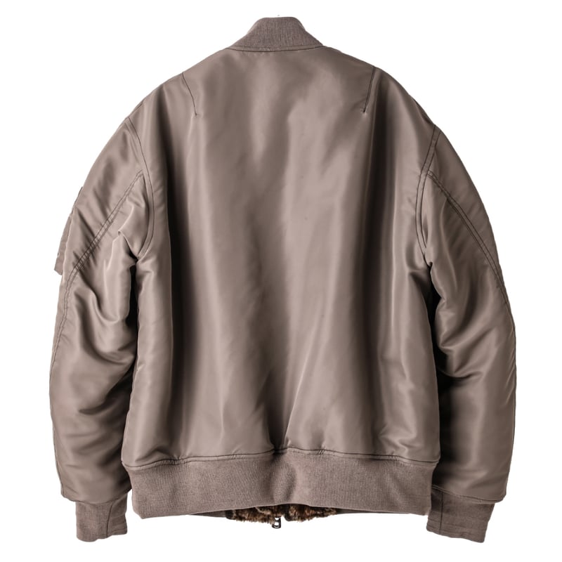 faux fur lining flight jacket. / beige x beige